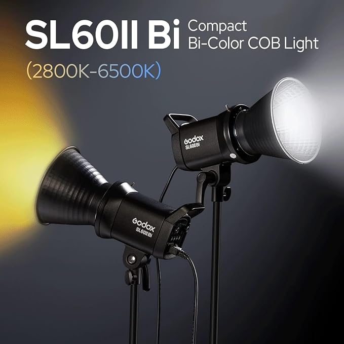 Godox SL60IIBi Bi-Color LED Video Light 75W, 2800K-6500K, CRI96+ TLCI97+, 25100Lux@1m, Bowens Mount LED Continuous Output Light w/11 FX Effects, APP/2.4G Wireless Control, Dimmiable Brightness - Image 2