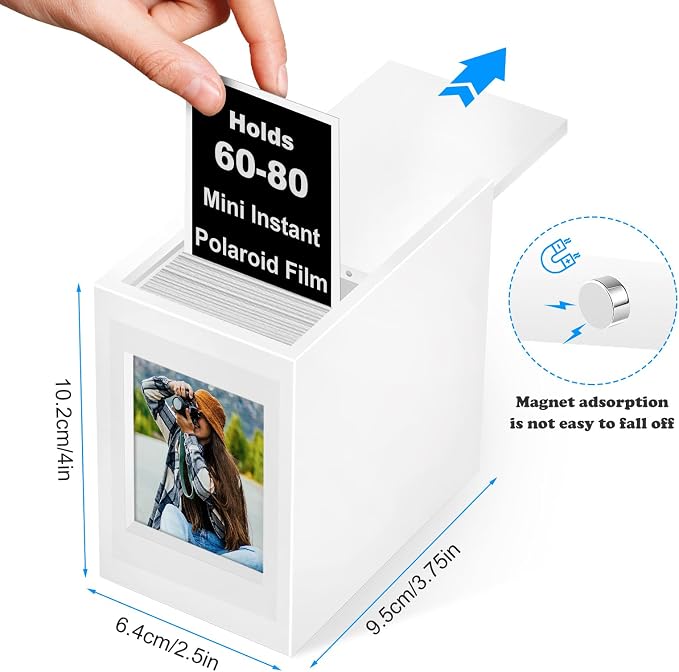 Acrylic Polaroid Picture Frame and Photo Storage Box With magnetic sliding cover for Instax Mini Polaroid Film, 2x3 Instax Frame, Wedding Guest Book Alternative for Reception Graduation Gift - Image 3
