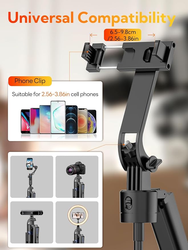 70" Auto Face Tracking Phone Tripod for iPhone w/Remote UTK-01 | For iPhone & Android, 360° Rotation, No App Needed, Remote Control, Gesture Control, Extendable Selfie Stick,1/4"Screw Mount - Image 6