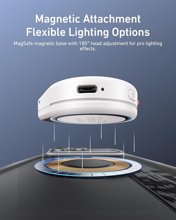 TELESIN 2-in-1 Magnetic Flash & Beauty Selfie Light for iPhone, CRI 85+,15W COB LED Phone Fill Light, 180° Flip, Magsafe Selfie Light, Control with Button & Bluetooth, for Night Photography/Selfies - Image 6