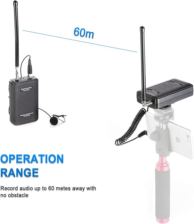 Saramonic Wireless Lavalier Microphone, SR-WM4C 4-Channels VHF Lapel Mic System (200' Range) Compatible with DSLR Camera Canon Nikon Sony Panasonic DV Camcorders Audio Recorder - Image 6