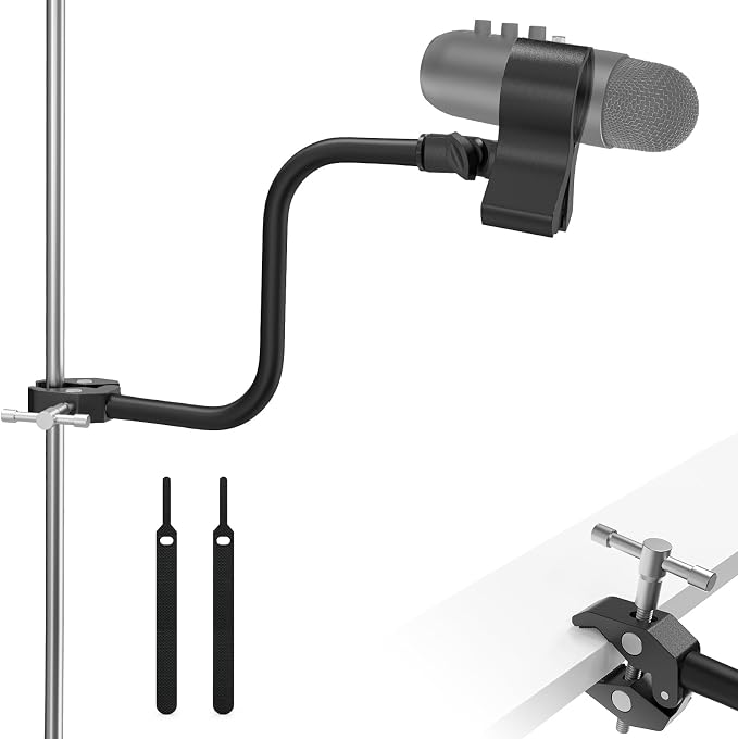ZealSound Gooseneck Microphone Stand with Clamp, Flexible 13'' Boom Arm Mic Mount for Desk & Pipes, Compatible with Blue Yeti, Snowball, Razer, Pyle, Podcasting & Streaming by zealsound