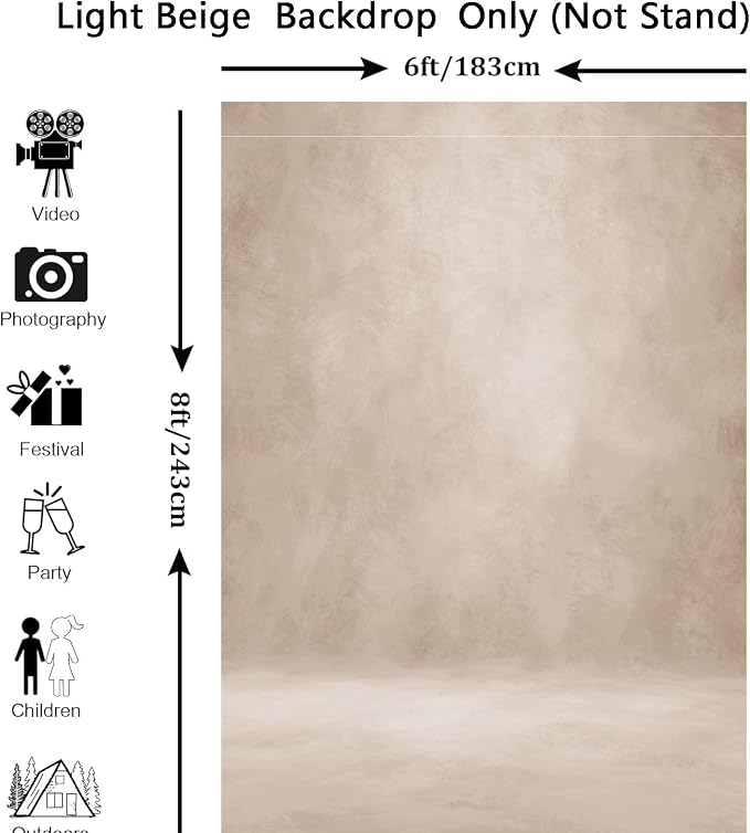 Abstract Photography Backdrop for Photoshoot 6x8ft, Beige,No Stand | Professional,Polyester Fabric,Roller Pocket on Top,Vintage Portrait Photo Props Booth Background,Photoshoot Studio - Image 4