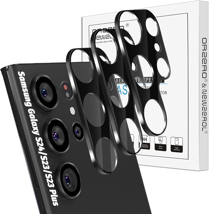 (3 Pack) Orzero Camera Lens Protector Compatible for Samsung Galaxy S23 Ultra 5G, Protector de Cámera Tempered Glass 9 Hardness HD Anti-Scratch Bubble-Free by JumpIntoOrzeroLet%E2%80%99sExploreLikeNeverBefore