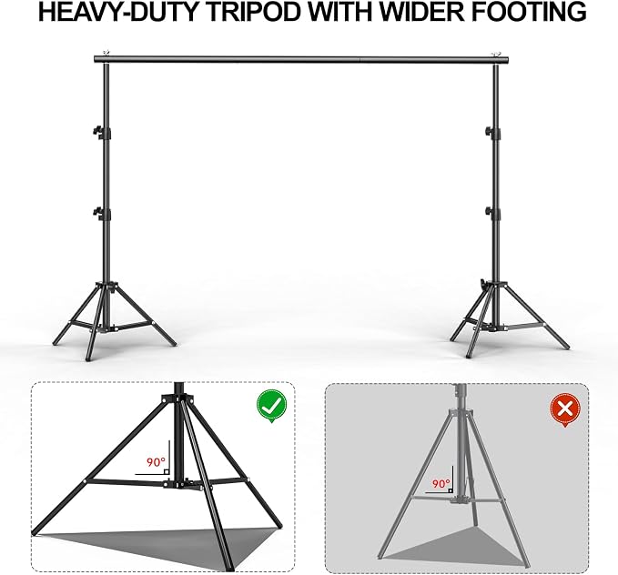 BEIYANG 6.5x6.5 FT Backdrop Stand, Adjustable Photo Background Stand Support kit with Carry Bag for Parties, Decoration, Wedding, Photo Video Studio Shooting - Image 7
