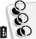 for Samsung Galaxy S24 Camera Lens Protector, Individual Metal Ring Tempered Glass Lens Cover, [Strong Adsorption] Scratch Resistant Ultra-Thin HD Clear Lens Cover, 1 Set-Silvery Ring by Btscase