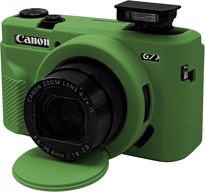 Case with Removable Lens Cover for Canon G7X Mark II/G7XII Camera(Green) | Soft Silicone Camera Protective Case,Slim Fit,Anti-Scratch,Dustproof,Shockproof,Camera Accessories,For Travel,Daily Use by Unknown