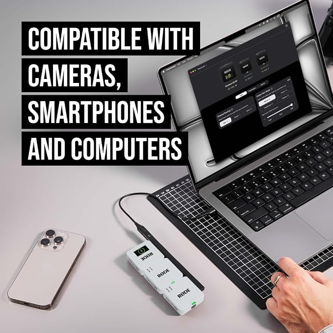RØDE Wireless GO (Gen 3) – Compact Wireless Mic – Pristine Audio, 32-bit Float Recording, Automatic Level Control, for Phones, Cameras and Computers (White) | 32-bit Float Recording, Automatic Level Control, for Phones, Cameras and Computers (White) - Image 3