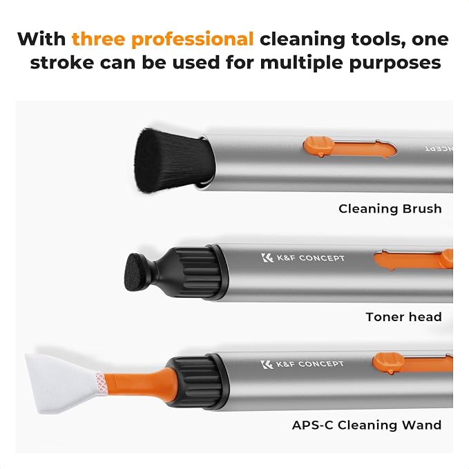 K&F CONCEPT Versatile Switch Lens Cleaning Pen for Phone Tablet AR Glasses | 16mm Half-Frame Swab X6,Suede Carbon Head X2,Soft Brush,Aluminum Alloy Pen Body,Individually Packed,Portable and Hygienic - Image 3