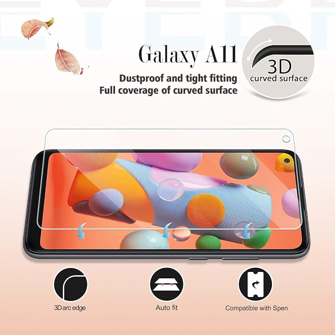 Galaxy A11 HD Clear Tempered Glass Screen Protector + Camera Lens Protectors, [2+2 Pack] [3D Glass] [Anti-Glare] [Bubble-Free] Screen Protector Glass For Samsung Galaxy A11 - Image 3