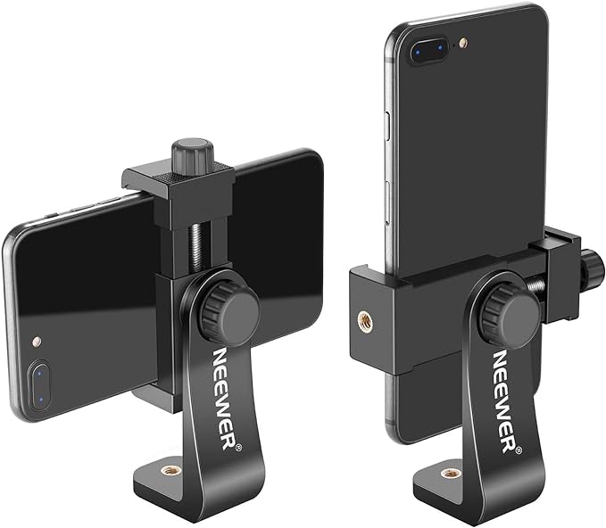 NEEWER Smartphone Holder Phone Tripod Mount Compatible with iPhone Android | Compatible with iPhone 17 16 15 Pro Max Plus Samsung Galaxy S26 S25 S24 Ultra, Cell Phone Clip Adapter for Tripod, 1/4" Screw by Neewer