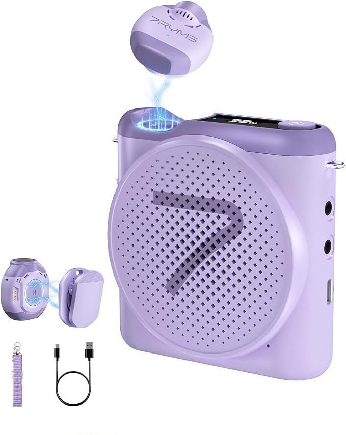 7RYMS WA2 Wireless Voice Amplifier Teacher with Magnetic Lavalier Mic | Noise Cancellation, Magnetic Charging Case, 23H Working, 164ft Range, Mini PA System for Teacher, Teaching, Tour Guide, Yoga - Image 9