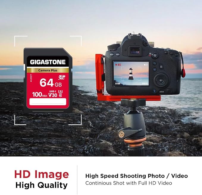 GIGASTONE 64GB SD Card, Camera Plus, Speed Up to 100MB/s, UHS-I U3 Class 10 SDXC Memory Card Full HD Video for Digital Camera, with 1 mini case - Image 4