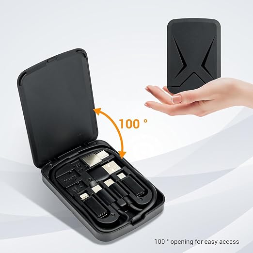 Kiorafoto Cable Card with 22" Type-C Cable & 4 Type Adapter Kit for Travel | Data Cable Storage Box,USB-C Cable/USB-A/Micro-USB/Light/OTG USB Adapter Convertor Kit,for Phone Pad PC Device Data Transfer - Image 5