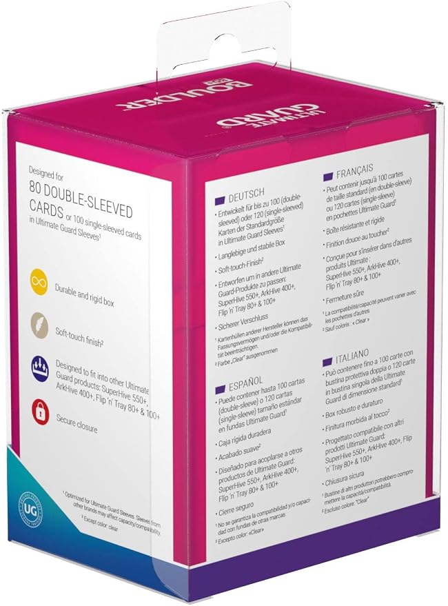 Ultimate Guard Boulder 80+ Classic, Deck Case for 80 Double-Sleeved TCG Cards, Rhodonite, Secure & Durable Storage for Trading Card Games, Soft-Touch Finish - Image 9