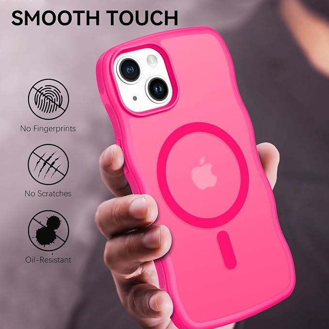 BENTOBEN Magnetic for iPhone 15 Plus/14 Plus Case,Cute Wavy Frame [Compatible with MagSafe] Translucent Matte Women Girls Boys Men Cute Shockproof Protective Cover for iPhone 14 Plus/15 Plus,Hot Pink - Image 7