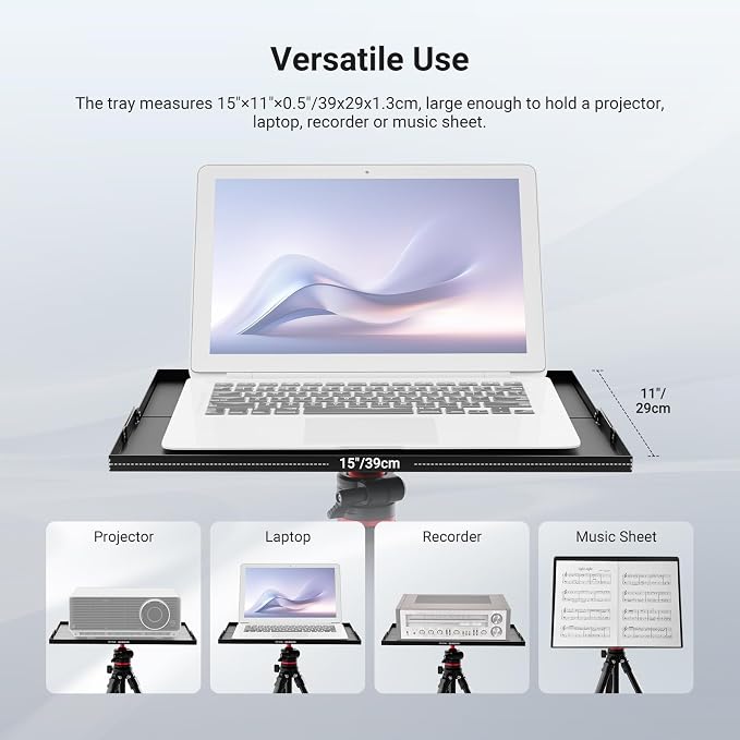 NEEWER 15"×11"×0.5" Metal Laptop Projector Notebook Tray Holder Detachable with 1/4" to 3/8" Screw Adapter for Tripod Mount Stand for Stage Meeting Outdoor Lecture (Tripod Stand NotIncluded), MS016A - Image 3