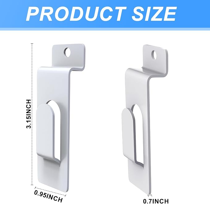 20 Pack Slatwall Utility Notch Hook Commercial Slatwall Picture Hook Metal Display Hook Hanger Slat Wall Hangers Slat Wall Accessories for Photo Frame Painting Arts Center Slat Panel (20, White) - Image 2