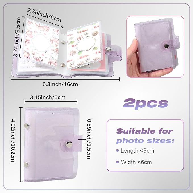 2 Pack 36 Pockets Instax Mini Photo Album Polaroid Picture Pockets PVC 4 x 3 Inch Rectangle Platinum Small Wallet Album Book Holder Cover for 3 Inch Pictures Photos Photocard Holder Storage - Image 2