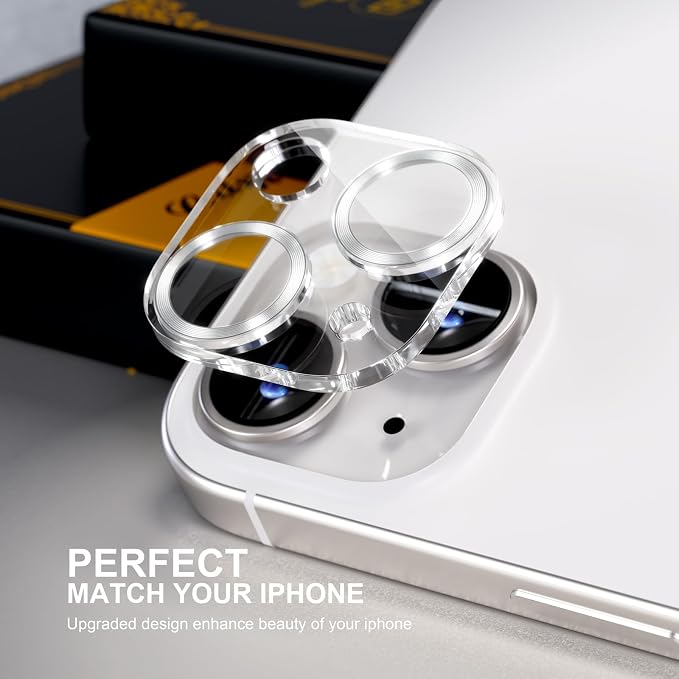for 6 Pack iPhone 15 / iPhone 15 Plus Camera Lens Protector [Drop Protection] [Case Friendly] [Easy Installation] 9H Tempered Glass Camera Screen Protector Cover Accessories, CD Silver - Image 5