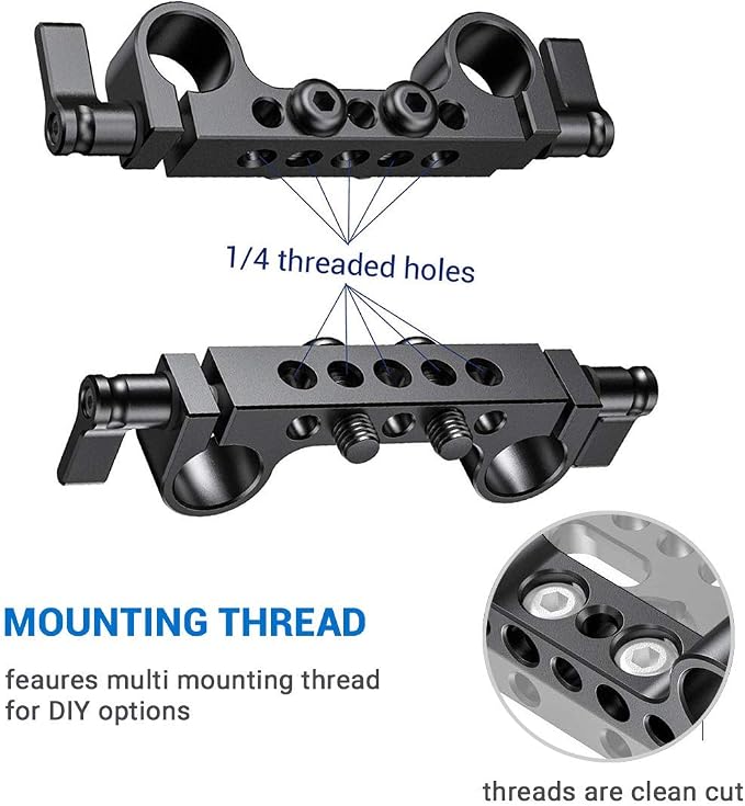 SmallRig Super Lightweight 15mm Railblock, 15mm Rod Clamp with 1/4"-20 Thread for Sony for Canon and Other DSLR Camera Rig Shoulder Support Rail System - 942 (Pack of 2) - Image 2