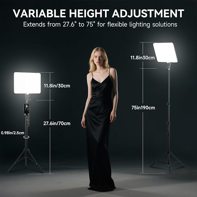 2-Pack LED Video Light Kit, 14" Studio Light with Stand & Phone Holder | 50W High Brightness, 2700-6500k Dimmable Photography Lighting for Creators, Podcast, Video Recording, Streaming, YouTube - Image 4