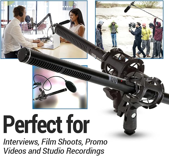 VidPro XM-88 Professional Video & Broadcast Shotgun Microphone Kit, 13-Piece, XLR, Aluminum Alloy, for Recording, Live Streaming, Music, Speaking, Interviews - Image 5