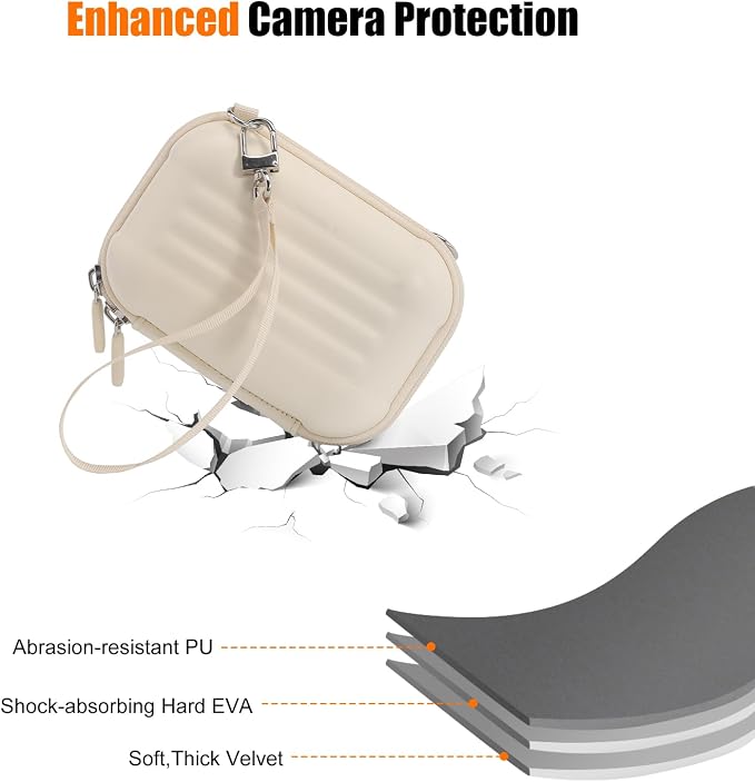Cwatcun Hard Camera Case, Compact Digital Camera Sling Bag for Canon/Sony | Fits KODAK PIXPRO,Canon PowerShot,Sony DSC.Hard EVA shell,waterproof,shockproof,wristband+strap,mesh pocket. - Image 7