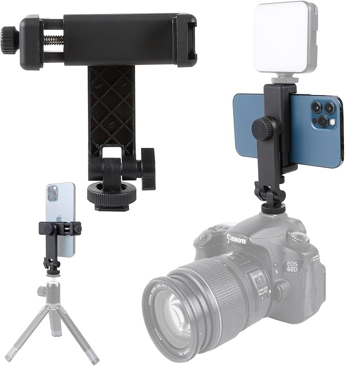Multifunctional Universal Cell Phone Tripod Mount Adapter 360 Rotation Camera Hot Shoe Phone Holder Compatible with Canon Nikon Sony DSLR by Leenconghui