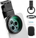 APEXEL 58mm CPL Phone Lens Filter for iPhone & Android, Reduce Glare & Enhance Colors for Photos and Videos, with Universal Clip, Adapter Ring & Cold Shoe Mount by Apexel