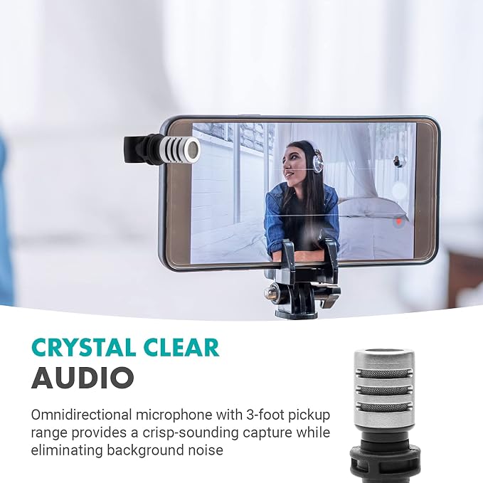 Movo MA5SP 3.5mm TRRS Shotgun Microphone for iPhone or Android Devices - Omnidirectional Phone Microphone with 180° Rotation - Mini Travel Smartphone Microphone for Video, Vlogging, Interview, Travel - Image 3