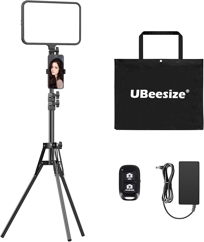 UBeesize LED Video Light Kit, Photography Lighting, 13" Studio Lights with 65" Tripod Stand and Phone Holders, Podcast Lighting for Video Recording, Make up, Live Streaming, Tiktok, YouTube by UBeesize