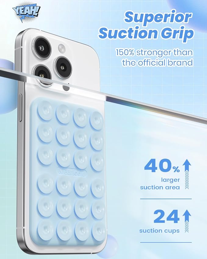 Klearlook Magnetic Suction Phone Mount for MagSafe Case, Light Blue | Removable Sticky Phone Grip Holder for Hands-Free Makeup / Selfie / Vlog for TikTok & Instagram Influencer / Creator - Image 4