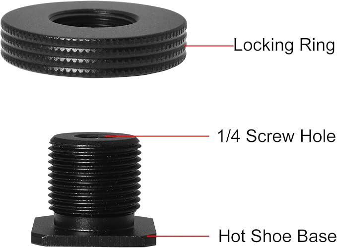 1/4" Female Thread to Hot Shoe Adapter LUORNG 2PCS Hot Shoe Mount Adapter with 1/4 to 1/4 inch Male Screw for Magic Arm, Video Light,Monitor - Image 3