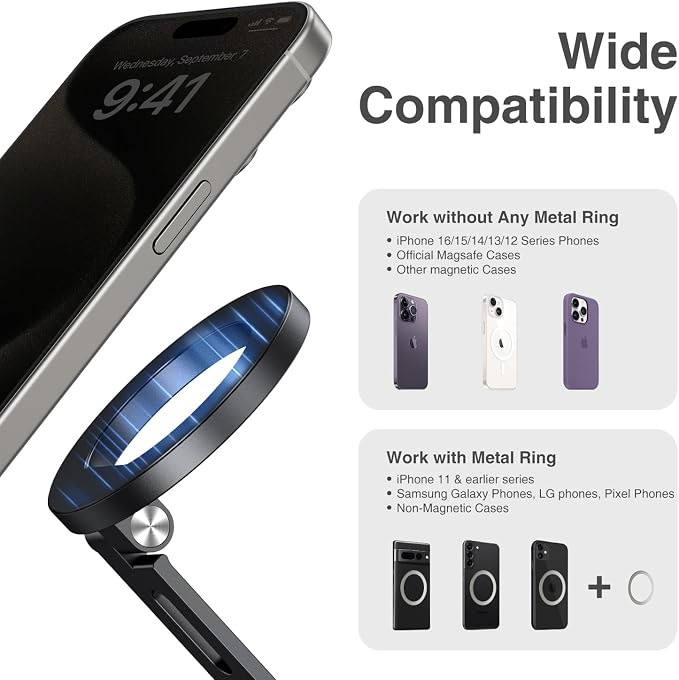 elitehood Magnetic Phone Tripod Mount with Arca Port & 1/4-20 for Magsafe | Aluminum Adjustable iPhone Tripod Mount Attachment for Professional Camera Tripod Video Recording, Streaming, Vlogging - Image 9