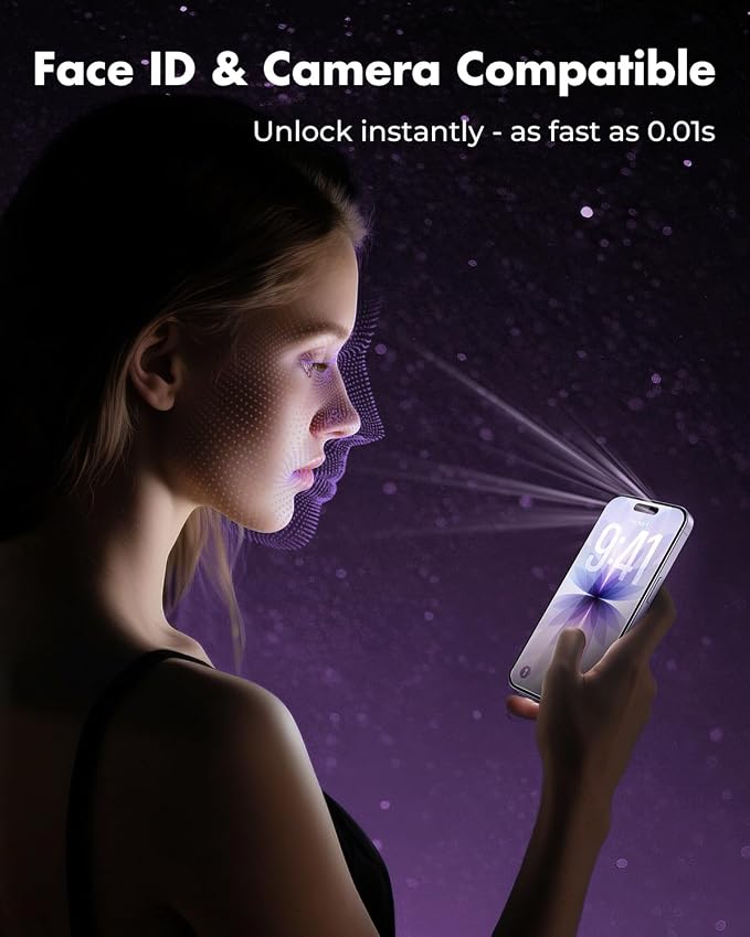 UNBREAKcable iPhone 17 Screen Protector & Camera Lens Protector | Upgraded Dual-Tempered Glass with Military-Grade 9H Hardness, 3-Pack,HD Clarity, Anti-Fingerprint, Case Friendly, Fits 6.3'' - Image 6