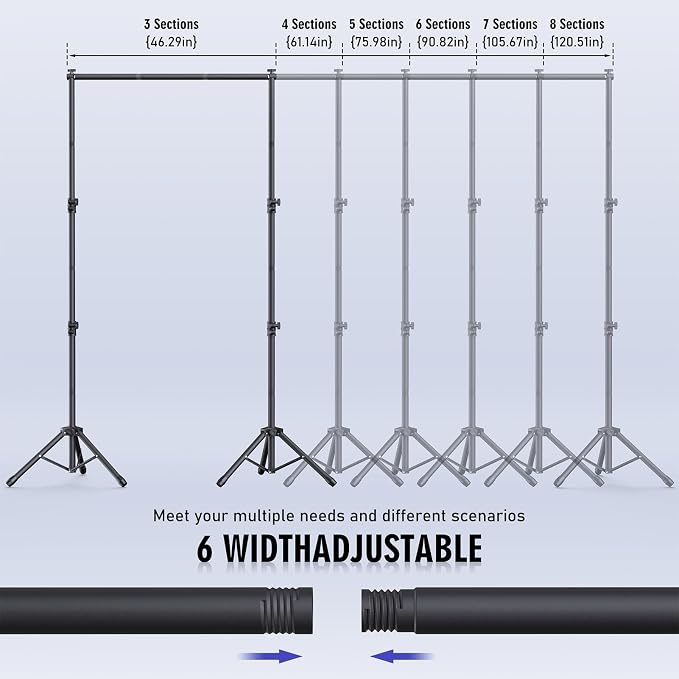 Backdrop Stand Kit - 6 Widths, 10x7.5ft Adjustable Background Stand for Parties & Studio Photography - Image 3