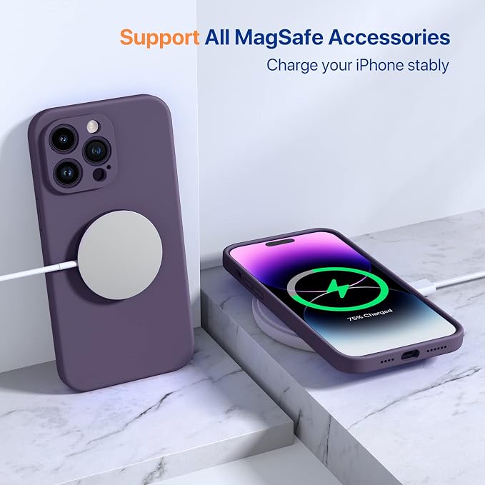 Miracase for iPhone 14 Pro Max Case, Silicone, Purple | Shockproof Liquid Silicone Case with Microfiber Lining,6.7 inch - Image 8
