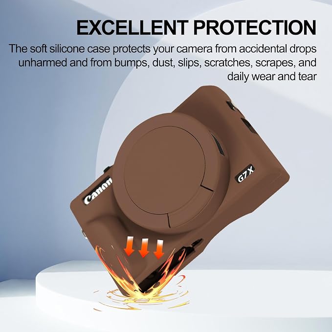 Easy Hood Camera Case Cover for Canon Powershot G7X Mark III Camera(Brown) | With Removable Lens Cover,Soft Silicone Protective Case,Anti-Scratch,Slim Fit,Enhanced Grip,Lightweight Camera Accessories - Image 4