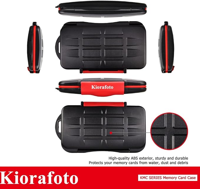 Kiorafoto 9 Slot Memory Card Case for 6 SD & 3 CF,IPX5 Water-Resistant | Anti-Shock,Memory Card Holder for 6 SD SDHC SDXC & 3 CF Compact Flash Cards,Hard Shell with Rubber Interior & Carabiner - Image 7