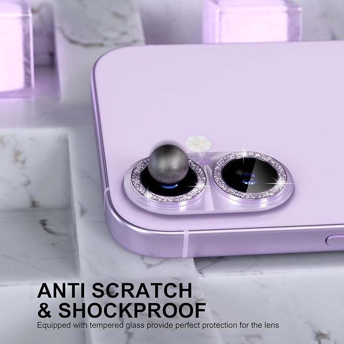 Choiche for iPhone 17 Camera Lens Protector, Light-Lavender | Bling Metal Camera Cover with 9H Tempered Glass Lens Screen Protector Accessories, Strong Adsorption, Case-Friendly - Image 3