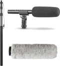 Movo XLR Shotgun Microphone & Boom Pole Kit – Professional Location Sound Recording Bundle with Shotgun Mic and Boompole with Internal XLR Cable for Filmmaking, ENG, and Broadcast Audio by Movo