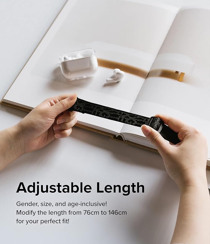 Ringke Phone Lanyard for iPhone 17 Pro Max and Most Smartphones [One-Touch Buckle] Shoulder Strap Adjustable Sturdy Universal Phone Crossbody Neck Lanyard for Travel Essentials - Lettering Black 2 - Image 5