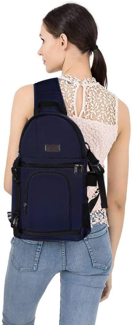 MOSISO Camera Sling Bag, DSLR/SLR/Mirrorless Camera Case Camera Backpack | Shockproof Photography Bag with Tripod Holder&Removable Modular Inserts Compatible with Canon/Nikon/Sony/Fuji, Navy Blue - Image 6