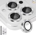 Camera Lens Protector for iPhone 16 Pro/16 Pro Max, Glitter Silver | Tempered Glass, Auto-align Tray, Easy Installation, Case Friendly, Anti-Scratch, HD Clear, Ultra Slim by Rayorcon