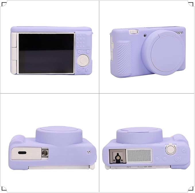 Camera Case for Sony ZV1 Digital Camera.ZV-1 Accessories | Soft Silicone Protective Case Removable Lens Cover,Comes with 2 Screen Protectors and 1 Wrist Strap.(Lilac) - Image 3