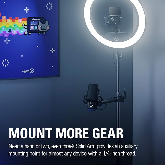 Elgato Solid Arm, Holding Arm with Padded Clamp | Clamps horizontally onto Master Mount, Ball head with 1/4-inch screw, Steel and hard composite build - Image 7