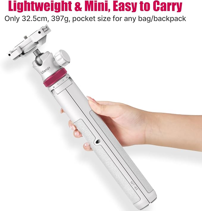 ULANZI MT-44 Extendable Phone Tripod, 59" Portable Selfie Stick Vlog White | 2-in-1 Phone Clip, Cold Shoe, Tripod Stand w 1/4" Screw, 360° Ball Head, Camera Tripod for DJI Pocket 4 Luna Sony Video Live - Image 5