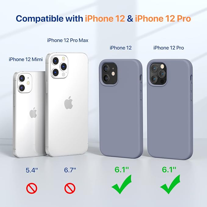 Miracase Silicone for iPhone 12 Case and iPhone 12 Pro Case, Lavender Gray | Liquid Silicone Gel Rubber Shockproof Drop Protection Phone Case for iPhone 12/12 Pro 6.1 inch - Image 2