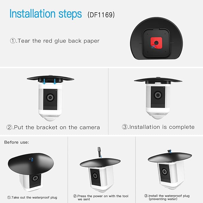 HOLACA Sun Rain Shade Camera Cover for Spotlight Camera Plus | Camera Shield Protective Case for Resistant UV, Easy to Install, Black - Image 3